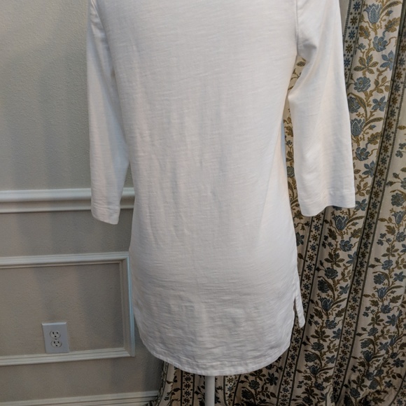 J Crew Shit Tunic XS White 3/4 Sleeve Pullover - Picture 7 of 8
